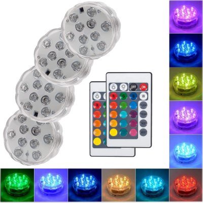 Submersible LED Lights with Remote Control, 16 Colors Changing Waterproof