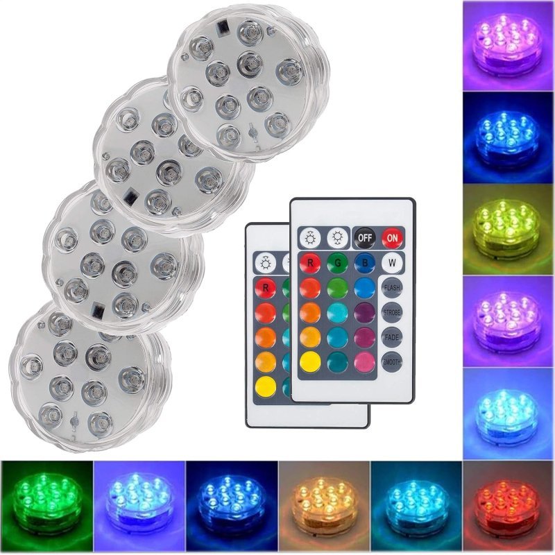 Submersible LED Lights with Remote Control, 16 Colors Changing Waterproof