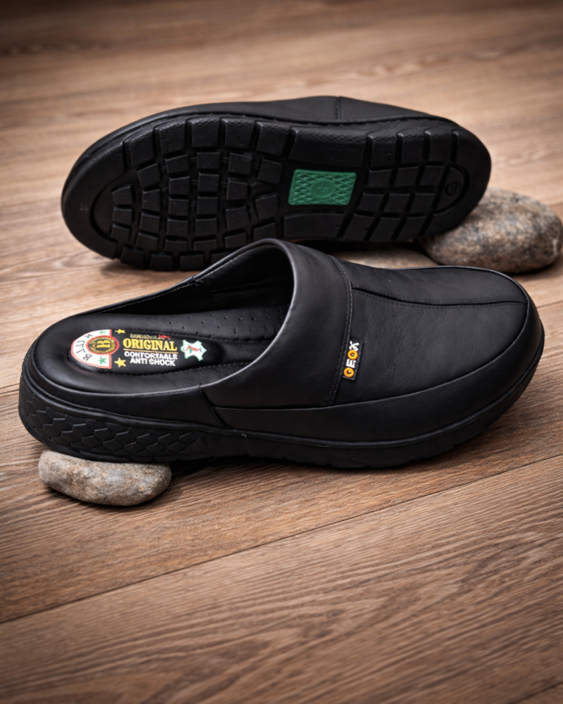 Mules en cuir noir pour homme – Confort et élégance